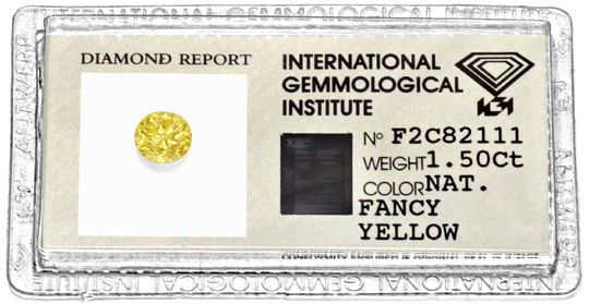 Foto 1 - Natural Fancy Yellow Dunkel Gold-Diamant 1,50 Carat IGI, D6187