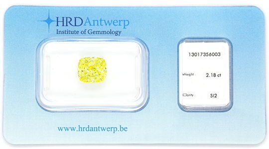 Foto 1 - Riesiger Fancy Yellow Diamant 2,187 ct HRD, SI2 Cushion, D6526