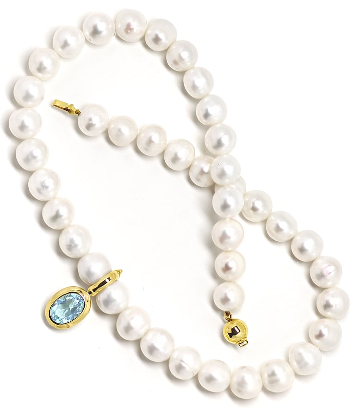 Foto 4 - Perlenkette mit Topas Clip Anhänger Gelbgold, Q1962