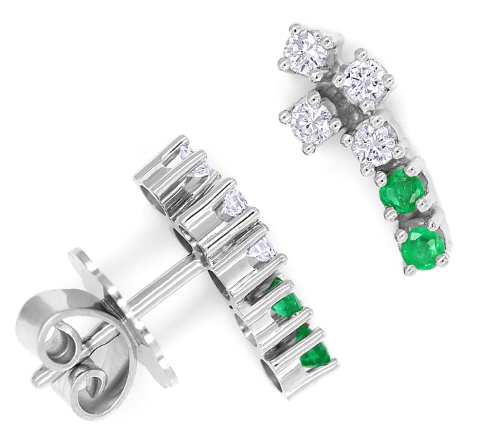 Foto 1 - Diamantohrhänger mit Smaragden und Brillanten-Weißgold, S1335