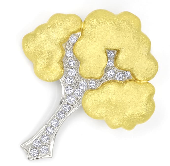 Foto 1 - Diamantenbrosche Baum mit 0,36ct Diamanten Bicolor Gold, S1678