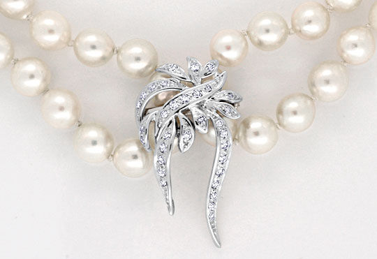 Foto 2 - Perlenkette Zuchtperlen Collier Diamant Clip, S3972