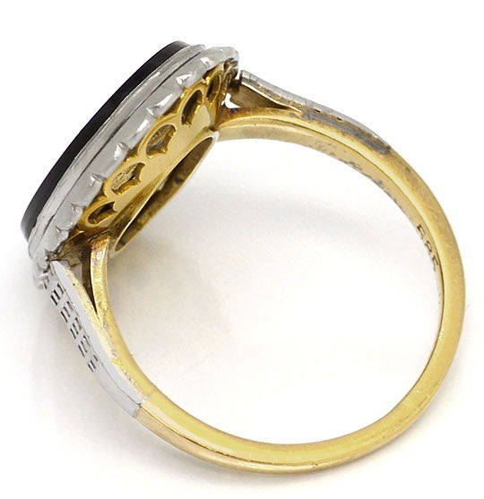 Foto 3 - antiker Art Deco Diamant Onyx Ring 1,06 Carat Lupenrein, S4884